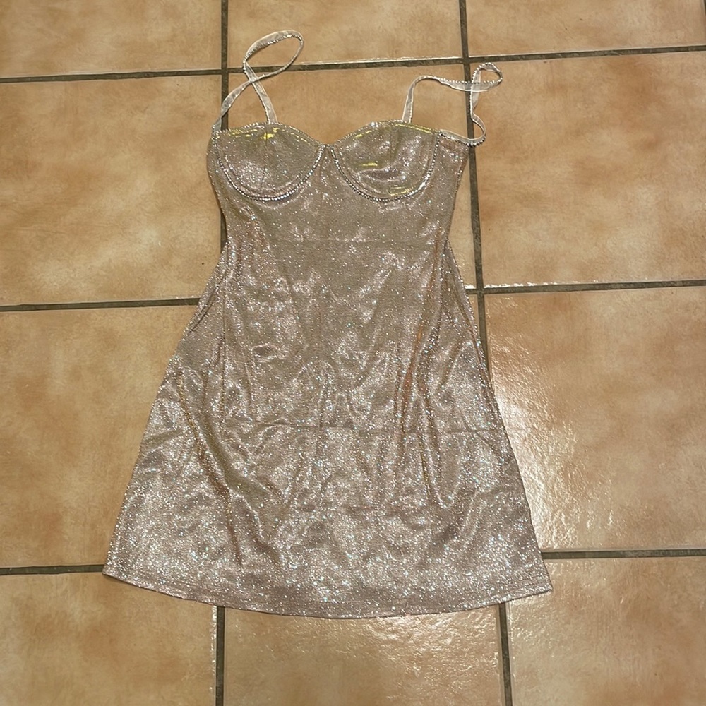Champagne Glitter Mini Dress